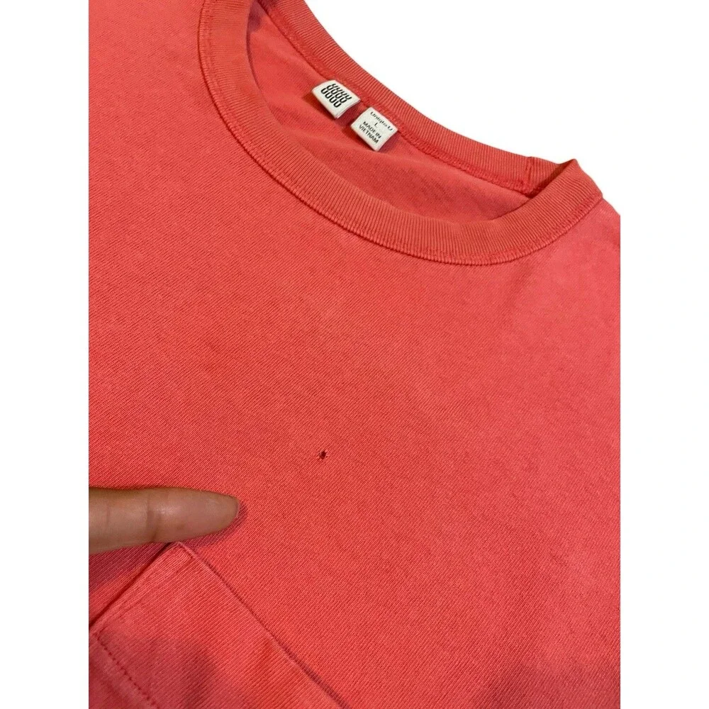 Uniqlo U Salmon Pink Longsleeve Pocket T Shirt Men’s Size Medium Essential